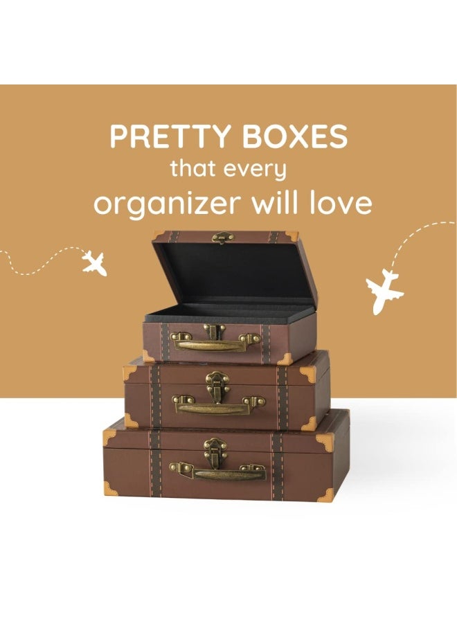 SLPR Paperboard Suitcases Set Of 3 Travel Decorative Boxes For Birthday Parties Wedding Decoration Displays Crafts Photo Shoots  - Image 4