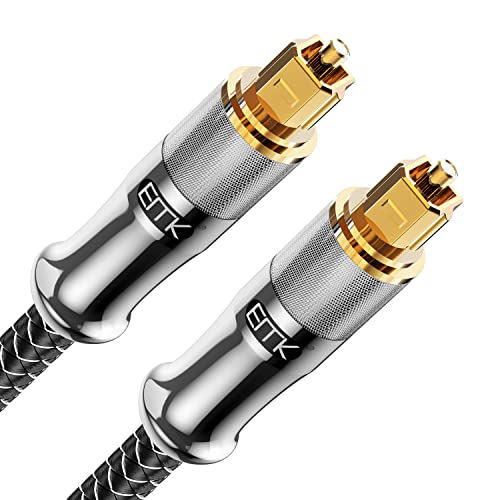 EMK 24K Gold-Plated Optical Audio Cable [6ft/2M] - Digital Toslink SPDIF Cable Compatible with Soundbar to TV, Home Theater - High-Speed Fiber Optic Cable (Silver) - Image 1