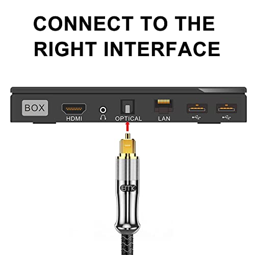 EMK 24K Gold-Plated Optical Audio Cable [6ft/2M] - Digital Toslink SPDIF Cable Compatible with Soundbar to TV, Home Theater - High-Speed Fiber Optic Cable (Silver) - Image 5