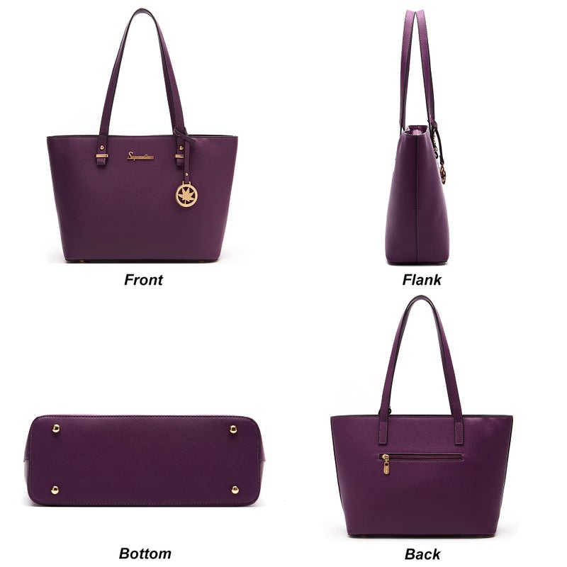 Soperwillton Handbag for Women Wallet Tote Bag Shoulder Bags Top Handle Satchel 5pcs Purse Set - Image 2