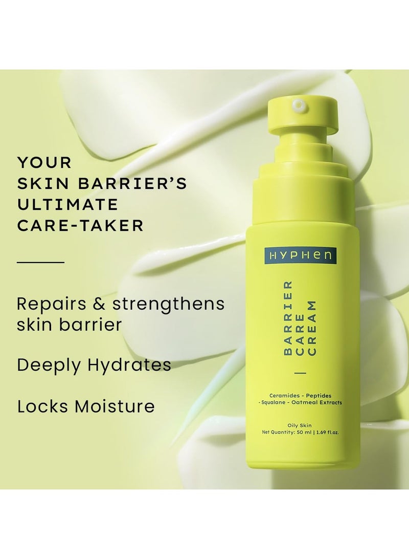 HYPHEN Barrier Care Face Cream for Oily & Combination Skin | Lightweight Peptide and Ceramide Face Moisturizer | Strengthens Skin Barrier & Deeply Hydrates | Oil Free Face Moisturizer |50Ml - Image 2