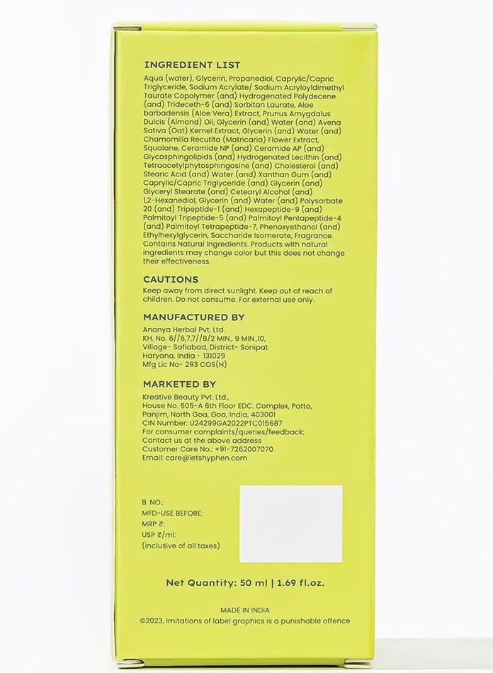 HYPHEN Barrier Care Face Cream for Oily & Combination Skin | Lightweight Peptide and Ceramide Face Moisturizer | Strengthens Skin Barrier & Deeply Hydrates | Oil Free Face Moisturizer |50Ml - Image 5