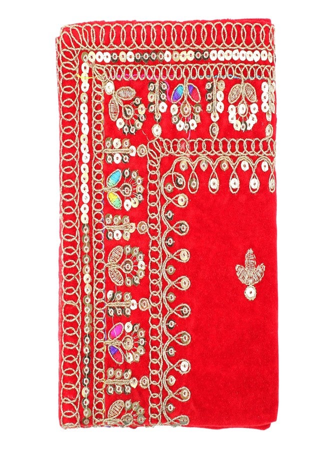 Aditri Creation Decorative Mat Aasan Velvet Pooja Cloth Large Decorative Cloth (Size:-14 Inches x 14 Inches) for Multipurpose Indian Traditional Ethnic Pooja Festival New year gifts Decorations Pooja Item (Red) - Image 3