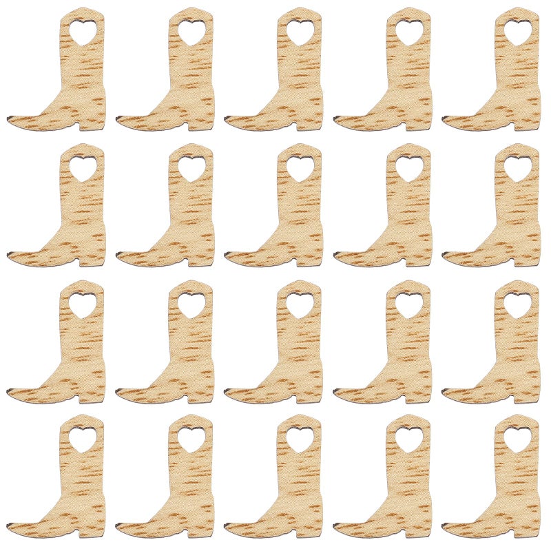 100 Pcs Natural Wood Cutouts for Wedding Boots Crafts Home Party Festival Decorations - Image 2
