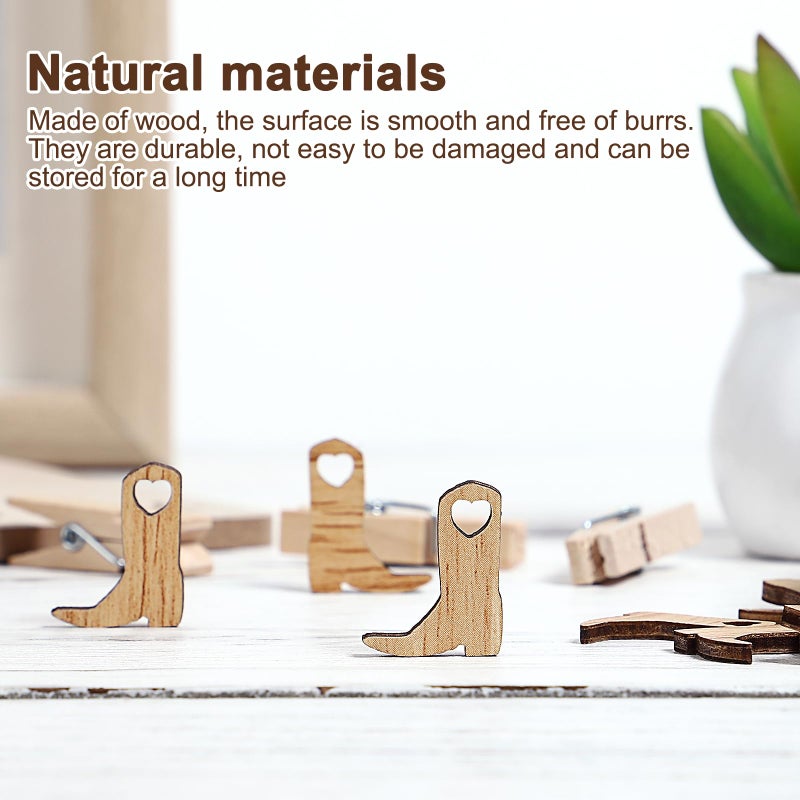 100 Pcs Natural Wood Cutouts for Wedding Boots Crafts Home Party Festival Decorations - Image 4