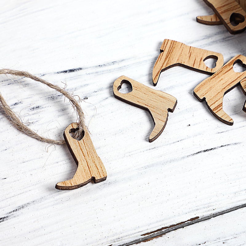 100 Pcs Natural Wood Cutouts for Wedding Boots Crafts Home Party Festival Decorations - Image 3