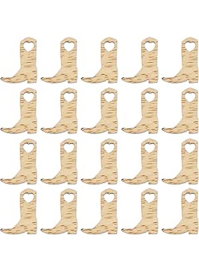 100 Pcs Natural Wood Cutouts for Wedding Boots Crafts Home Party Festival Decorations - Image 1