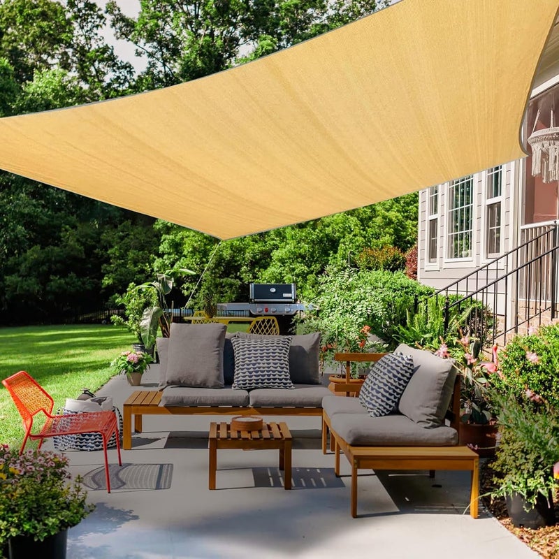 Hahamiya 180GSM Sun Shade Sail Canopy, 98% UV Block Rectangular Outdoor Shade Cover with Reinforced Corners, Permeable Sun Sail for Patio Garden Backyard Outdoor(3 * 5m) - Image 1