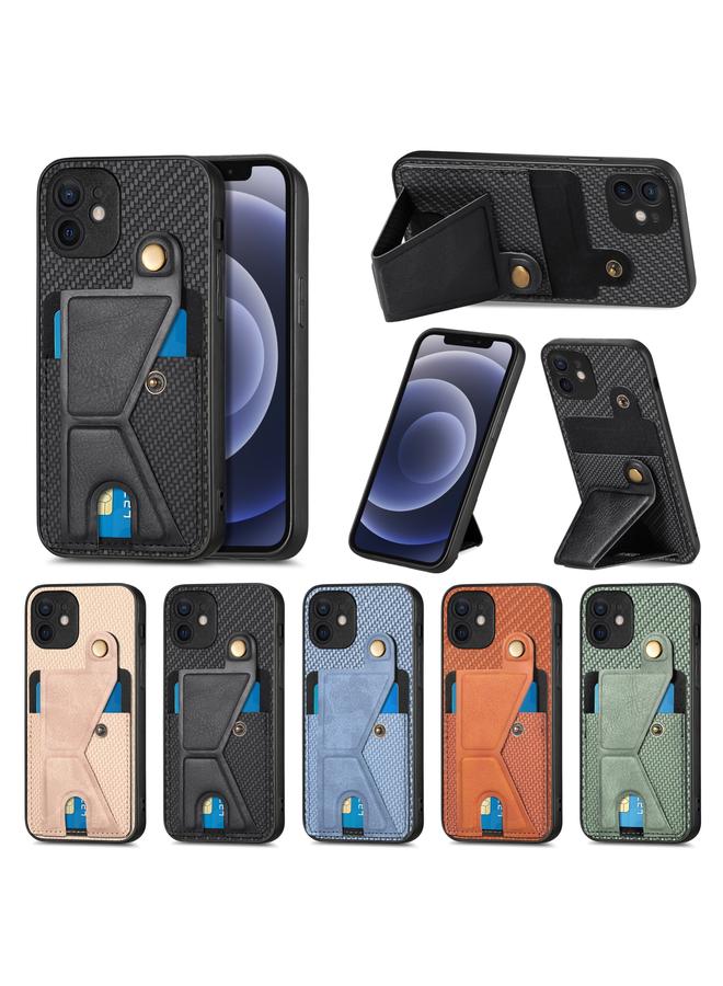 Zaboon Case For iPhone 12 Carbon Fiber Wallet Flip Card K-shaped Holder Phone Case - Image 5