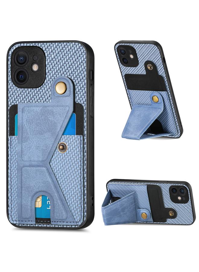 Zaboon Case For iPhone 12 Carbon Fiber Wallet Flip Card K-shaped Holder Phone Case - Image 1