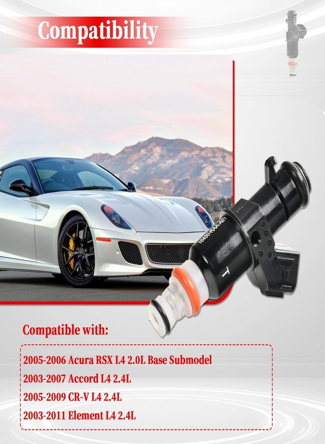 حاقنات وقود BIGREAT 16450RAAA01، 16450RADL61 (4 قطع) متوافقة مع هوندا CR-V موديلات 2005-2009، أكورد موديلات 2003-2007، إليمينت موديلات 2003-2011، وأكيورا RSX موديلات 2005-2006، سعة 2.0 لتر و2.4 لتر - Image 4