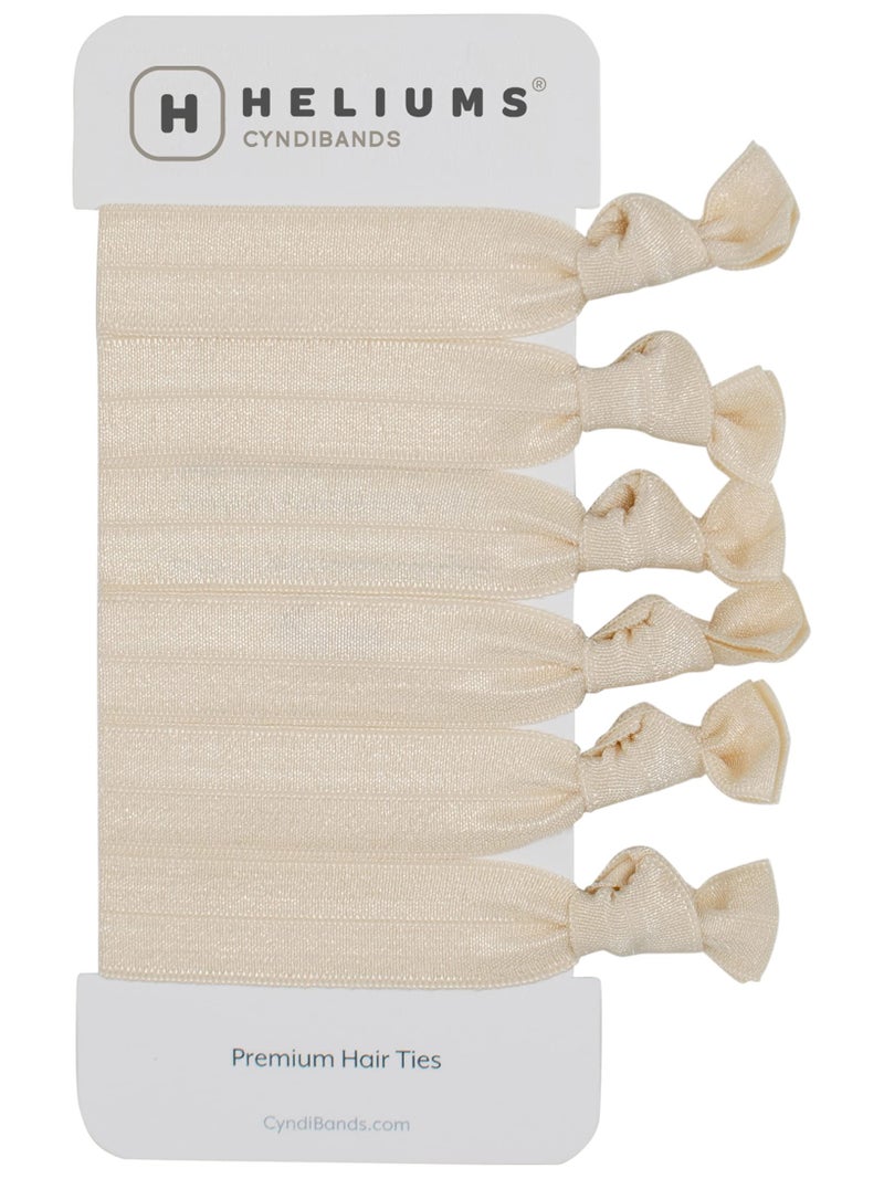 Cyndibands Elastic Hair Ties  Light Blonde  Gentle Hold Ribbon Ponytail Holders 6 Count