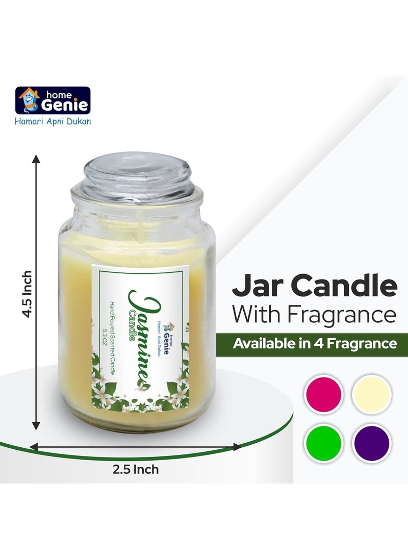 HOME GENIE Home Genie Scented Jar Candles Pure and Organic Soy Wax Candle Scented Jar Candle for BirthdayDiwaliChristmasOffice Homespa 160gm Each Jasmine Burning Time 72 Hours Approx  - Image 2