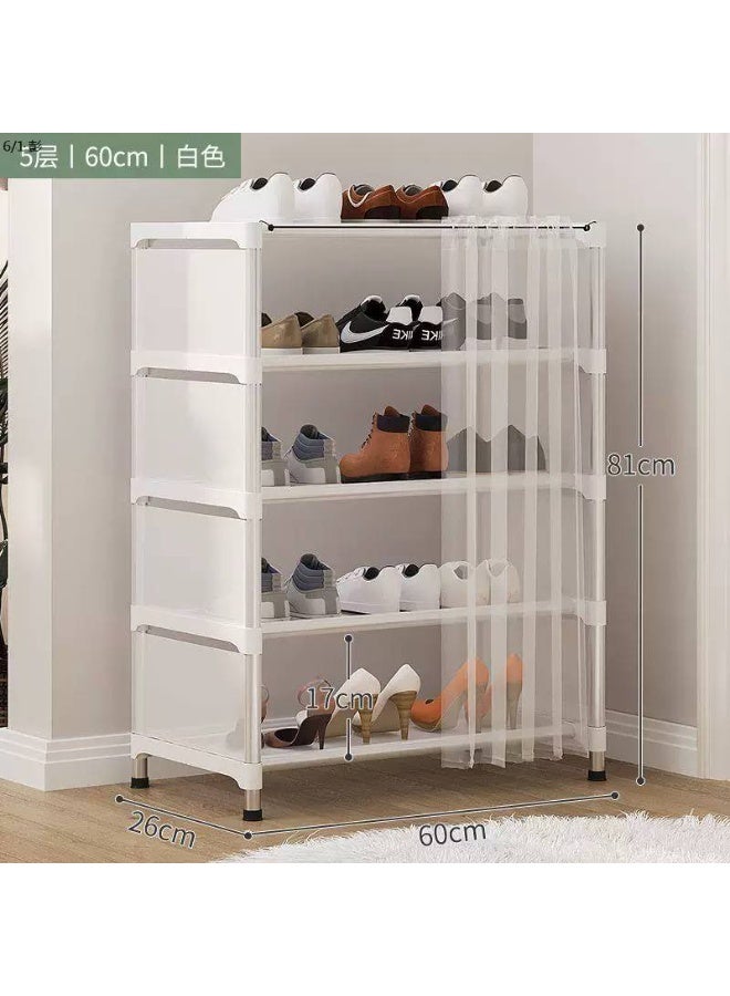 A shoe rack with a linen cover, equipped with a tarpaulin curtain for easy locking and unlocking - Image 1