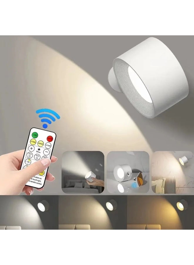 LED Sconces, Touch and Remote Control USB Rechargeable LED Wall Light Cordless 360° Rotate Magnetic Mount Wall Light for Bedroom Reading Light Color : White(Remote Control) - Image 1