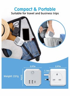 Generic Multi Plug Adapter with USB, Cube Extension Plug with 4 AC Outlets 2 USB and 1 Type-C Slots, UK Wall Socket, 13A Multi Plug Extension Socket Power Adapter for Home Office Kitchen, White 