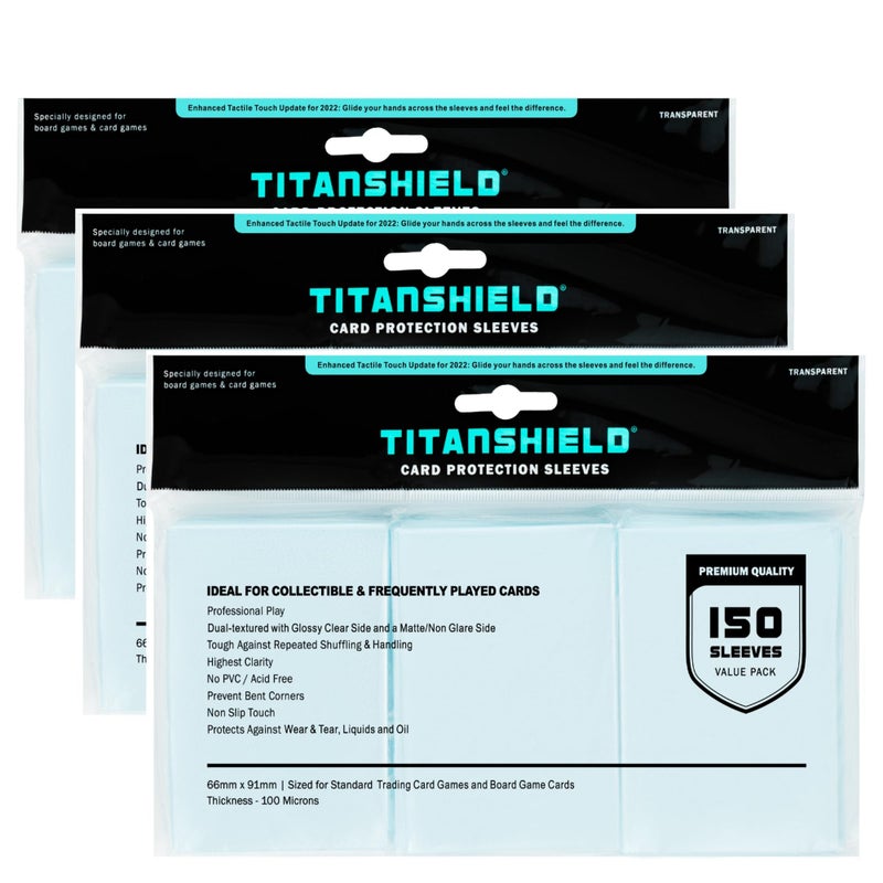 TitanShield Premium Card Sleeves Compatible with Pokemon One Piece Lorcana Flesh Blood Magic The Gathering MTG 150 Sleeves Standard 3 Clear Standard 66x91mm - Image 2