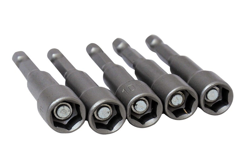 Jon Bhandari Tools 5pcs 10mm Magnetic Nut Driver Bit Set – 65mm Long Hex Socket Bits with 1/4 Inch (6mm) Shank – Heat Treated Hardened Steel, Strong Magnet Grip – For Impact Drivers & Power Drill Tool - Image 2