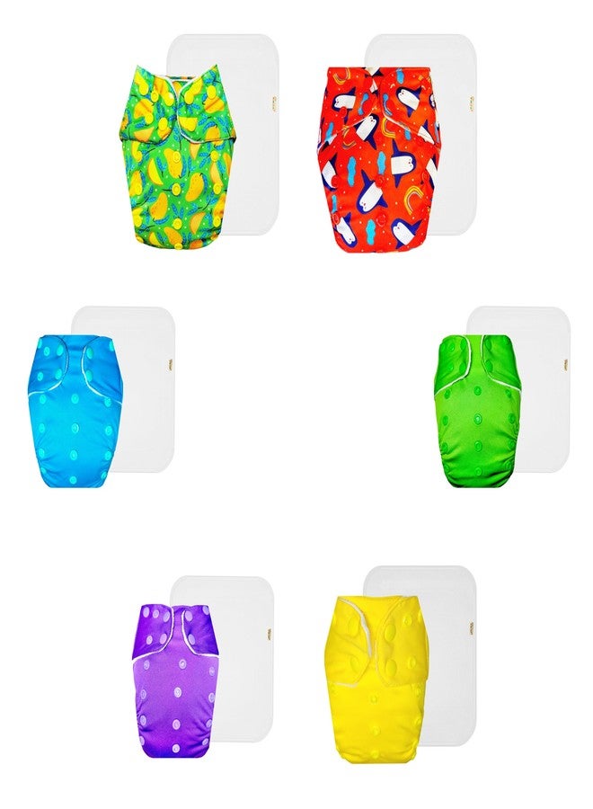 Dumbledo Premium Cloth Diaper with Cotton Insert (Pack of 6) | Soft & Gentle | Breathable | Adjustable Snaps | Perfect for Indian Summers | 3 Months - 3 Years | Unisex Baby - Image 1