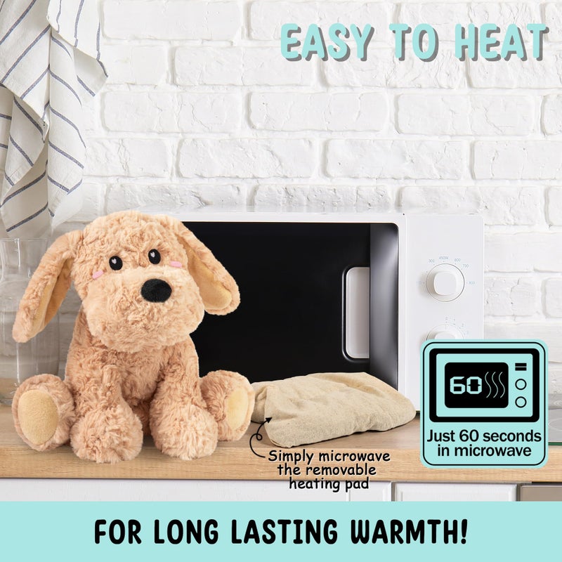 Happy Fuel Golden Retriever Dog Microwavable & Weighted Puppy Stuffed Animals- 1.5 Lbs Unscented Doodle Heating Pad for Warmth, Period Cramps & Anxiety, Cute Dog Plushie Toy Gifts for Women Girls & Kids - Image 5