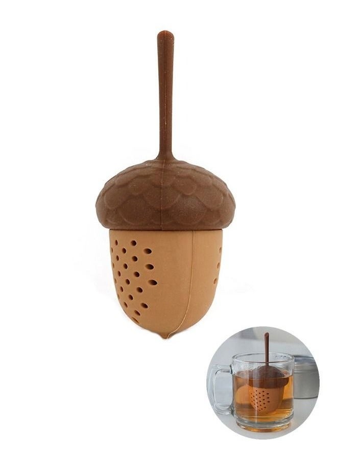 Pine Cones Tea Infuser Strainer, Reusable Lovely Silicone Loose Leaf Tea Filter, High Temperature Resistance Non Toxic Tea Infusers (Brown)  - Image 1
