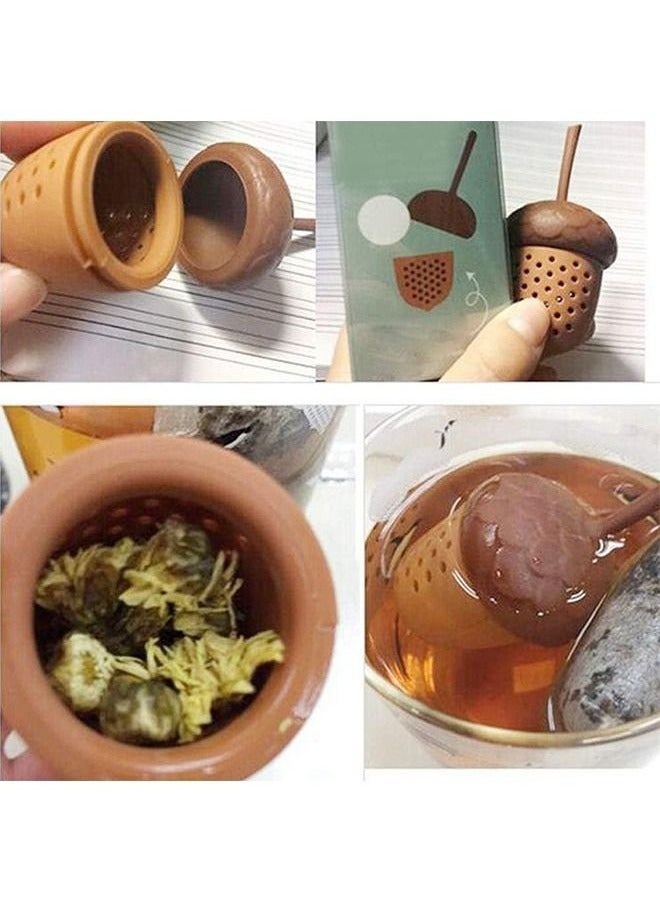 Pine Cones Tea Infuser Strainer, Reusable Lovely Silicone Loose Leaf Tea Filter, High Temperature Resistance Non Toxic Tea Infusers (Brown)  - Image 3