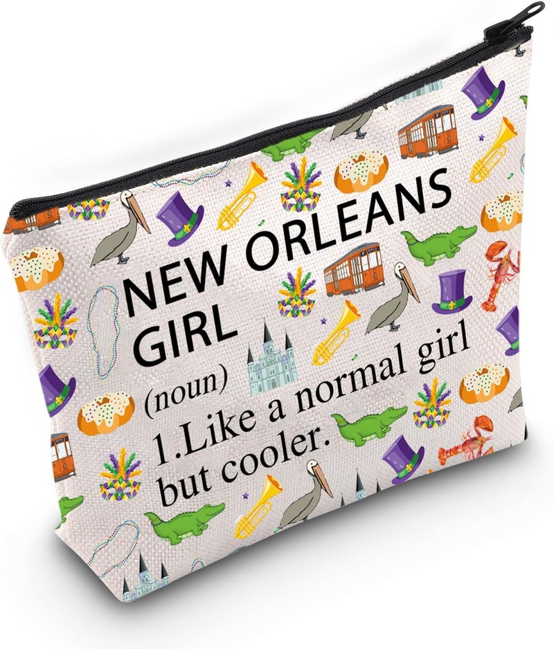 Nola New Orleans Makeup Bag New Orleans Travel Vocation Gift Souvenirs Gift New Orleans Girl Trip Cosmetic Bag (NEW ORLEANS GIRL noun)