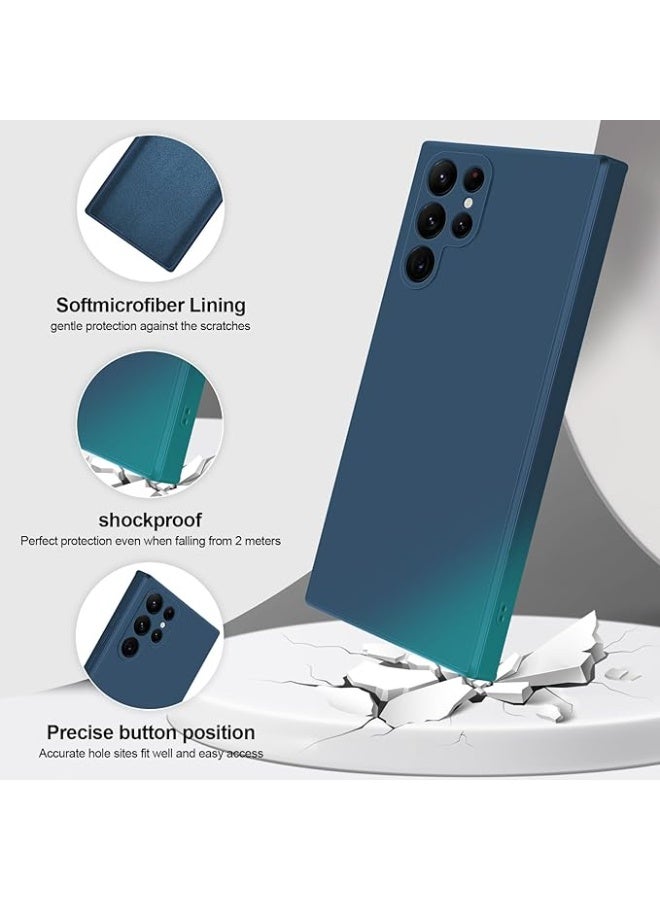 Case for Samsung Galaxy S22 Soft Silicone Gel Rubber Cover Shockproof Matte Finish Back Cover Inner Fabric Lining with Camera Protection Case for Samsung Galaxy S22 Ultra Blue - Image 4