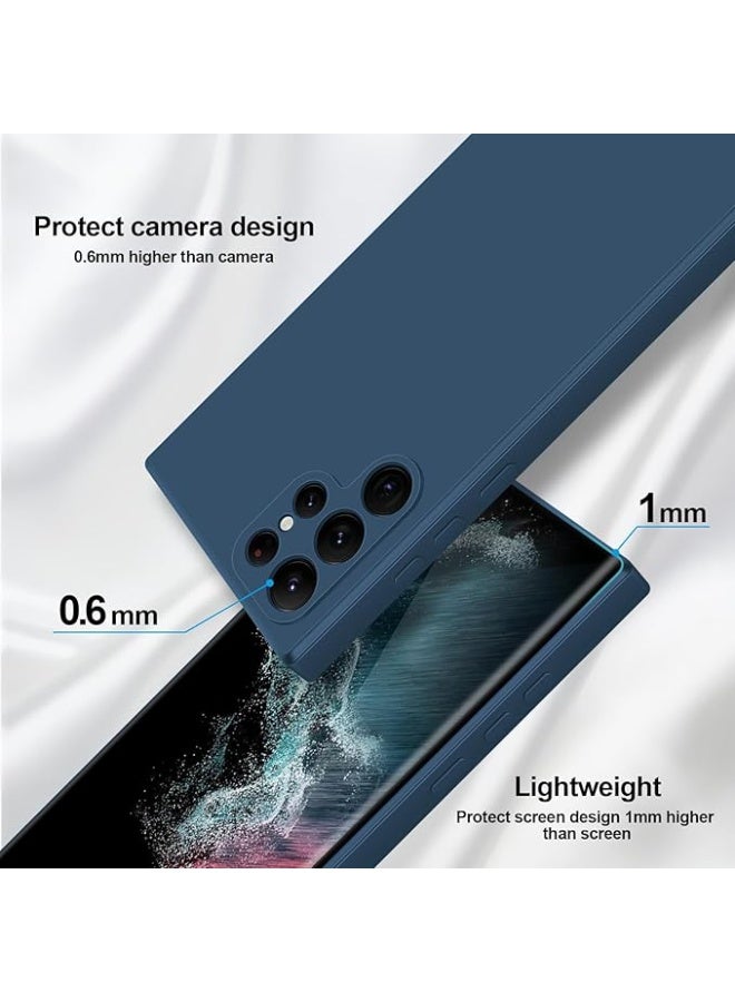 Case for Samsung Galaxy S22 Soft Silicone Gel Rubber Cover Shockproof Matte Finish Back Cover Inner Fabric Lining with Camera Protection Case for Samsung Galaxy S22 Ultra Blue - Image 3