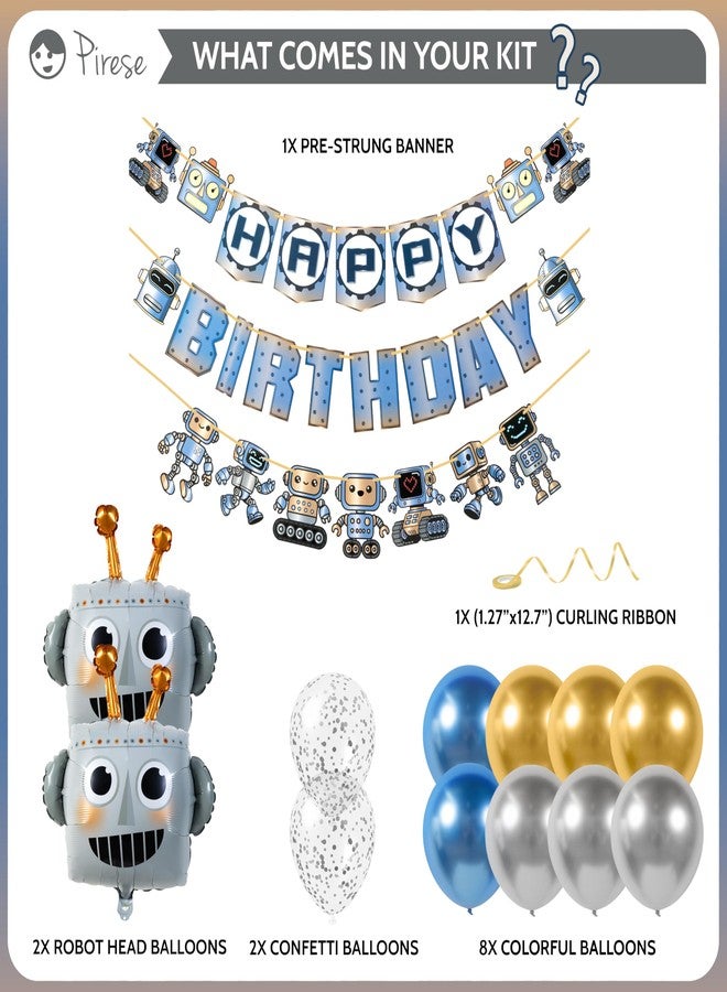 Pirese Robot Birthday Party Decorations, Robot Party Decorations, Robot Happy Birthday Banner | Robot Party Supplies | Robot Decorations | Robot Balloons | Robot Birthday Decorations | Kids Robot Decor - Image 2