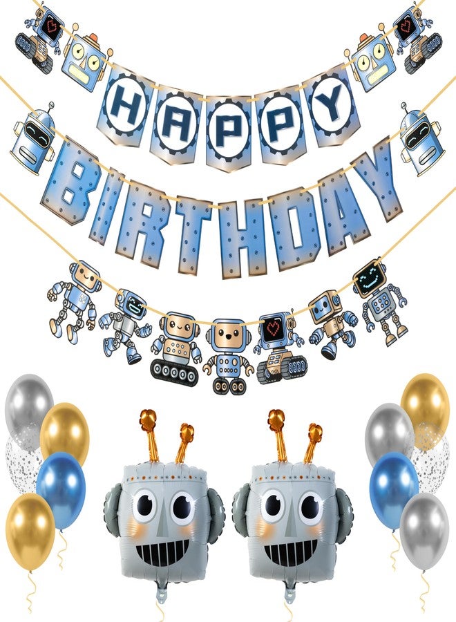 Pirese Robot Birthday Party Decorations, Robot Party Decorations, Robot Happy Birthday Banner | Robot Party Supplies | Robot Decorations | Robot Balloons | Robot Birthday Decorations | Kids Robot Decor - Image 1