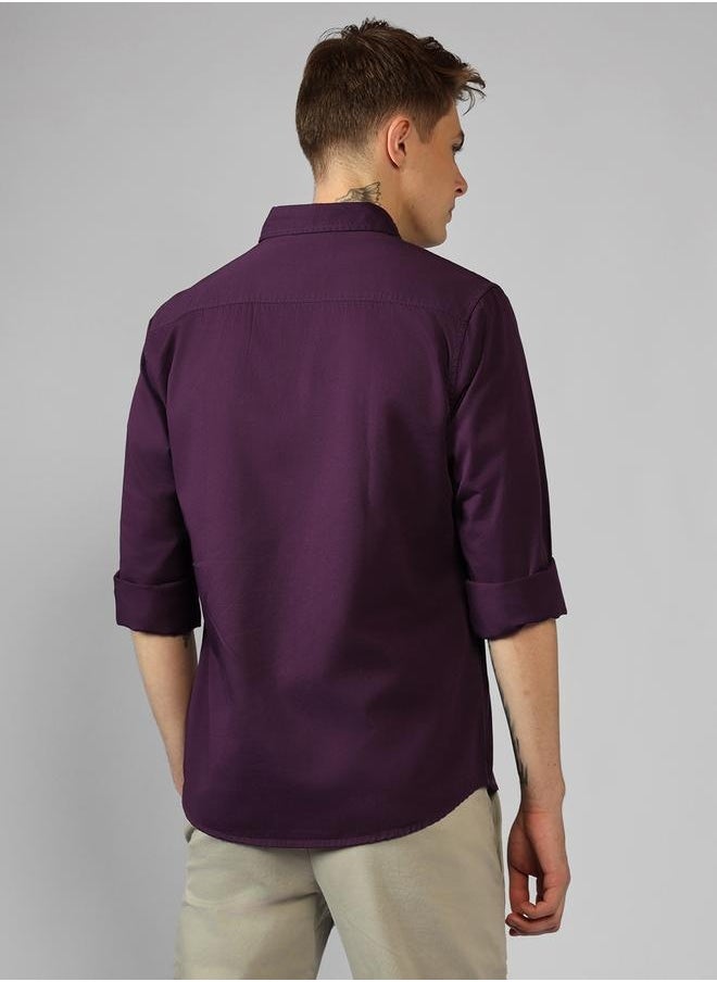 Dennis Lingo - Regular Fit Purple Cotton Shirt – Stylish and Comfortable - Image 1