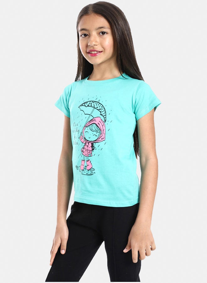 DIADORA Girls Cotton Printed T-Shirt - Image 2