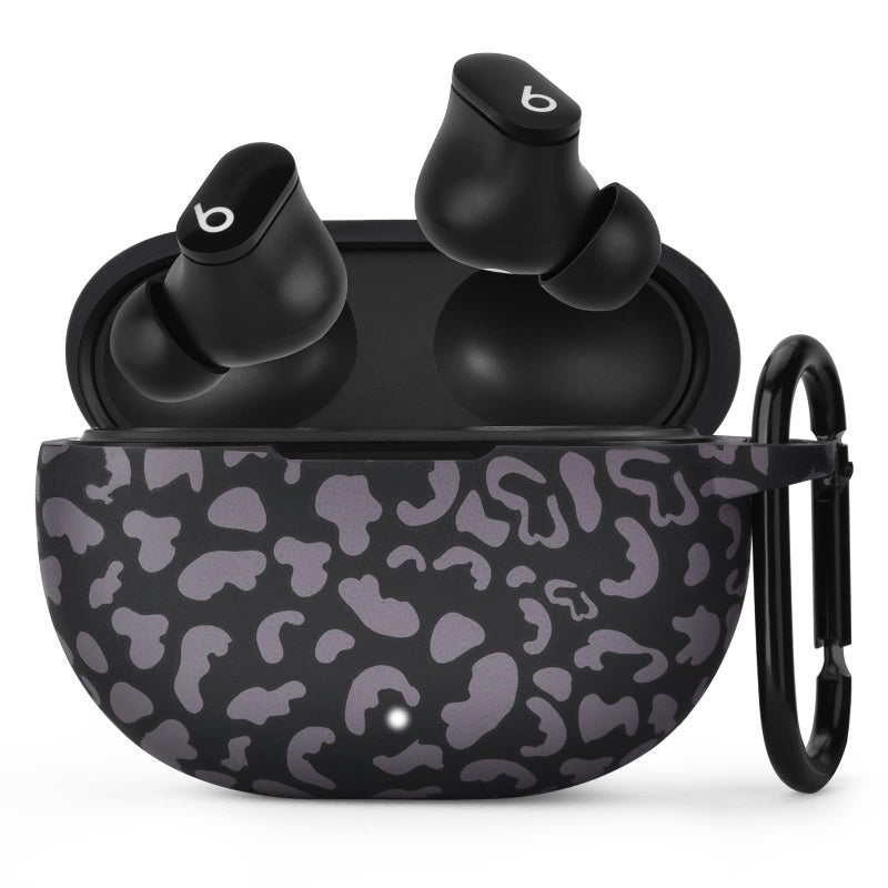 AIRSPO Silicone Case Compatible with Beats Studio Buds Case 2021 Soft Protective Cover for Beats Wireless Earbuds with Keychain (Black Leopard) - Image 1