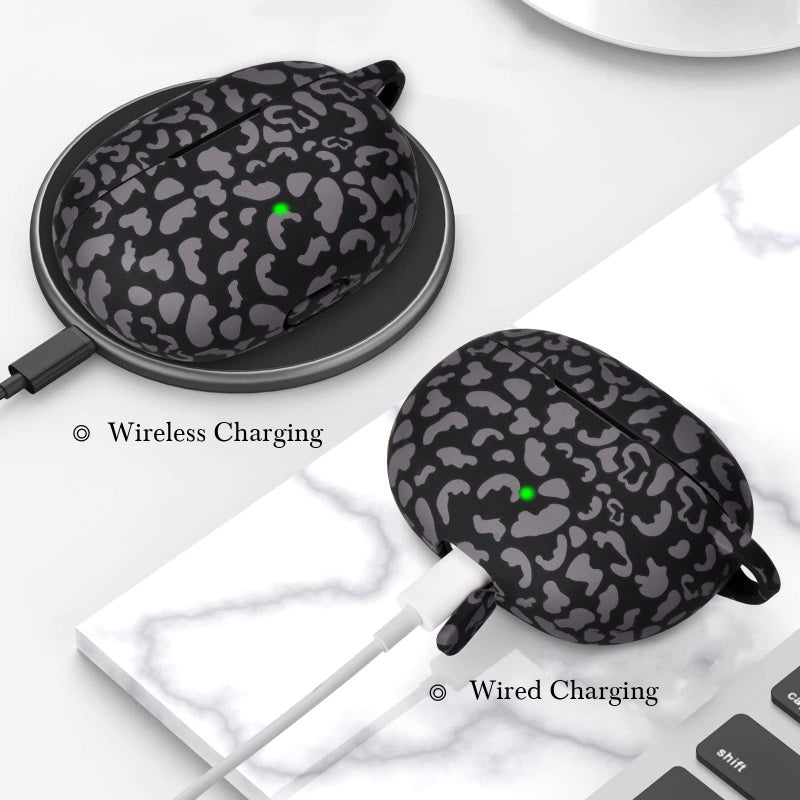 AIRSPO Silicone Case Compatible with Beats Studio Buds Case 2021 Soft Protective Cover for Beats Wireless Earbuds with Keychain (Black Leopard) - Image 5