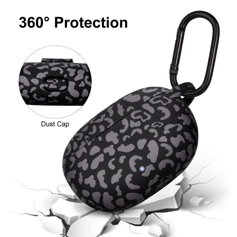 AIRSPO Silicone Case Compatible with Beats Studio Buds Case 2021 Soft Protective Cover for Beats Wireless Earbuds with Keychain (Black Leopard) - Image 3