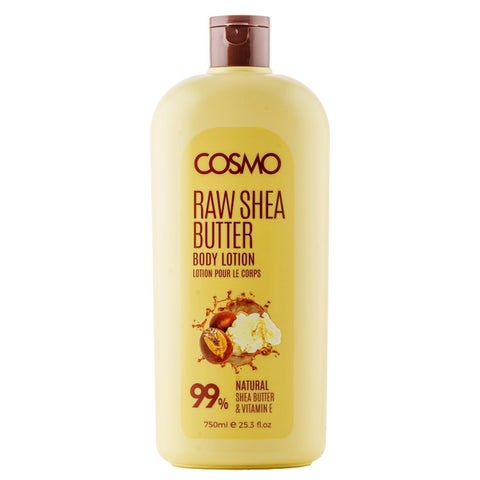 COSMO Raw Shea Butter Body Lotion, 99% Natural Ultra-Hydrating Formula for Dry & Rough Skin – Restores Smoothness, Elasticity, and Natural Glow, 750ml