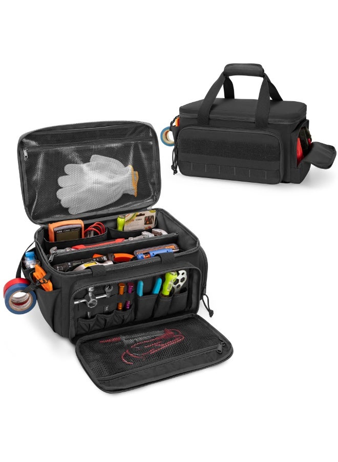 Serplex® Tool Bag Travel Tool Bag 14'' Tools Organizer Bag Waterproof Nylon Tool Handbag Enhanced Wear-resistant Base Design Portable Hardware Tool Bag Organizer for Electricians, Plumbers - Image 1