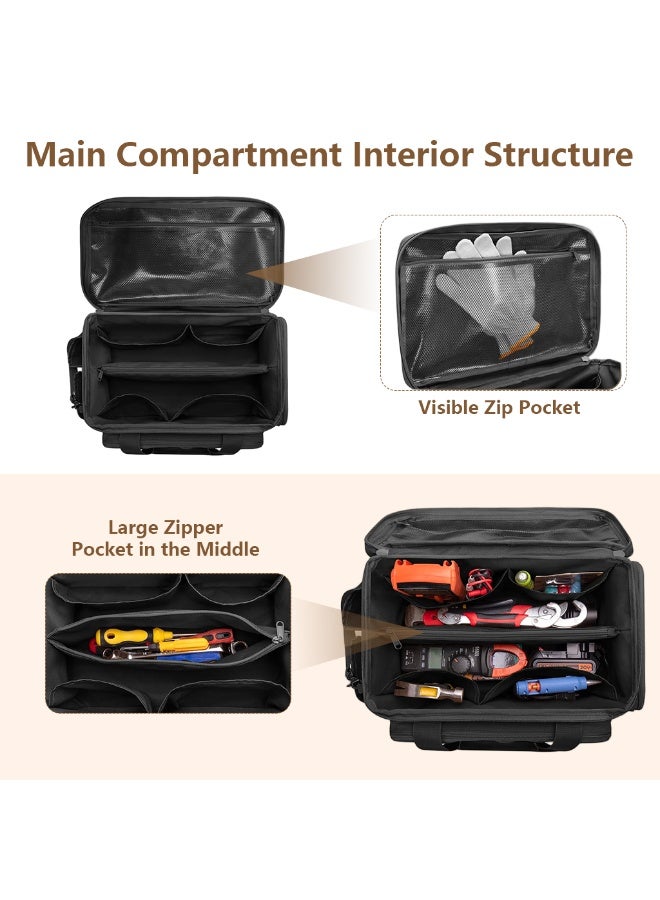 Serplex® Tool Bag Travel Tool Bag 14'' Tools Organizer Bag Waterproof Nylon Tool Handbag Enhanced Wear-resistant Base Design Portable Hardware Tool Bag Organizer for Electricians, Plumbers - Image 3