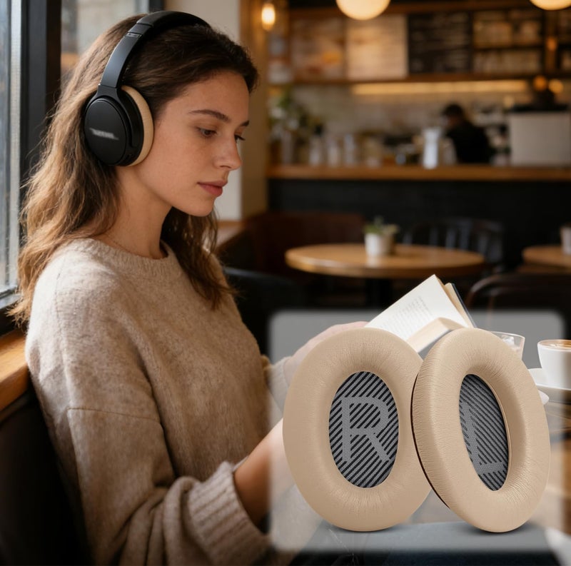 GEVO Premium Replacement Ear Pads for Bose QC35 & QC35ii Headphones Made by - Comfortable Adaptive Memory Foam and Extra Durable - Fits QuietComfort 35 & 35ii / SoundLink 1&2 AE | Beige - Image 5