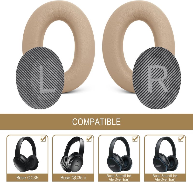 GEVO Premium Replacement Ear Pads for Bose QC35 & QC35ii Headphones Made by - Comfortable Adaptive Memory Foam and Extra Durable - Fits QuietComfort 35 & 35ii / SoundLink 1&2 AE | Beige - Image 2