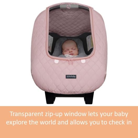 Liuliuby Baby Car Seat Weather Shield | Warm Quilted Winter Cover With Clear Window For Infant Carseat | Keeps Babies & Newborn Protected In Cold | Car Seat Cover For Boys & Girls (Pink) - Image 3