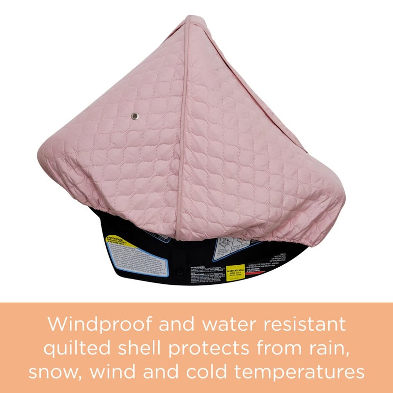 Liuliuby Baby Car Seat Weather Shield | Warm Quilted Winter Cover With Clear Window For Infant Carseat | Keeps Babies & Newborn Protected In Cold | Car Seat Cover For Boys & Girls (Pink) - Image 2