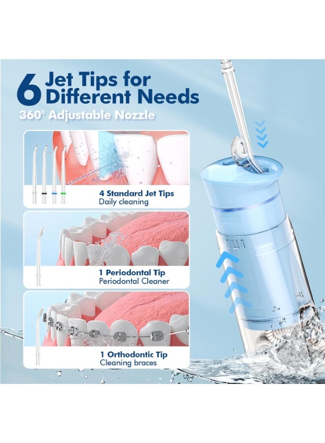 Bezvoi Water Flosser Mini Cordless Portable: 5 Modes Water Dental Floss with Telescopic Water Tank, 6 Tips, IPX7 Waterproof Oral Irrigator for Teeth Cleaning Gums,Orthodontic,Braces Dental Care (Sky Blue)  - Image 5