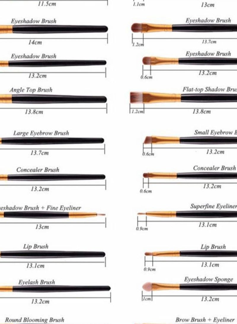 20-Piece Makeup Brush Set Black/Gold/Brown - Image 2