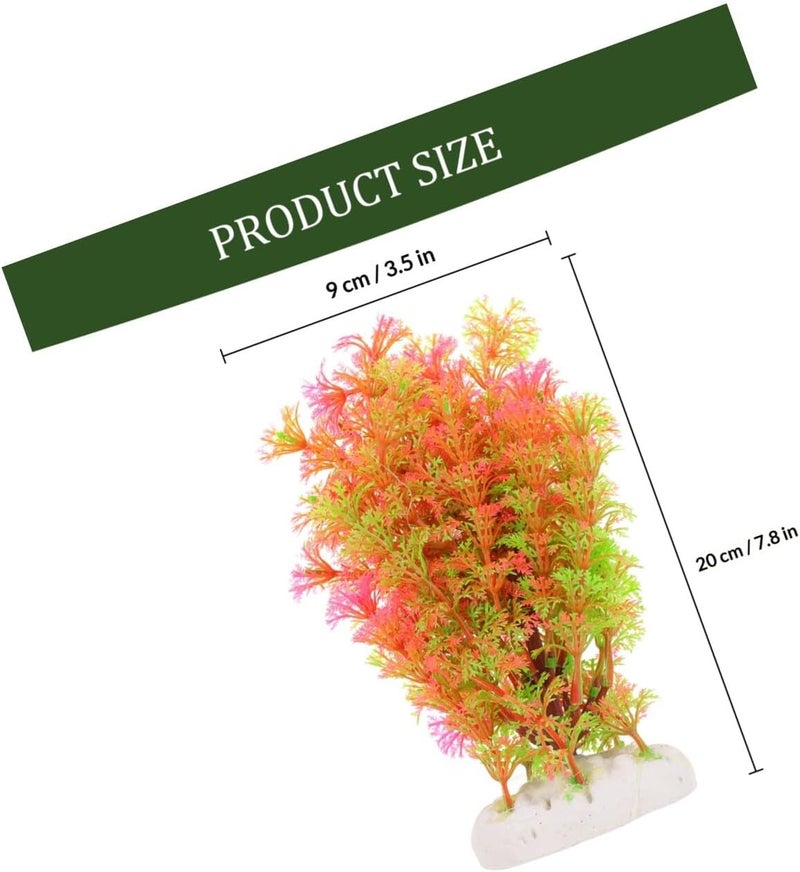 Artificial Aquarium Plant Fish Tank Decor Realistic Plastic Aquarium Accessory 18cm Pink Imitation Coconut Tree for Household - Image 2