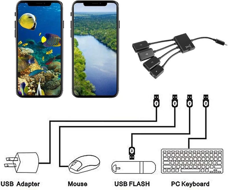 comfrt USB HUB Adaptor with Power, Micro USB HUB OTG Power Charging Host Cable Cord Card Reader Converter Adaptor for TV Stick - Image 4