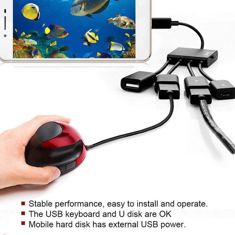 comfrt USB HUB Adaptor with Power, Micro USB HUB OTG Power Charging Host Cable Cord Card Reader Converter Adaptor for TV Stick - Image 2