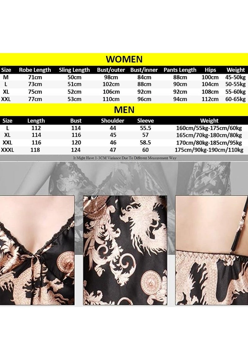 MARGOUN Bathrobe Men's XXXL Bath Robe Dressing Gown Comfortable Sleepwear Silk Lovers Long Special Style Sleeves Nightgown Dressing Gown Dragon Pattern Silver - Image 5