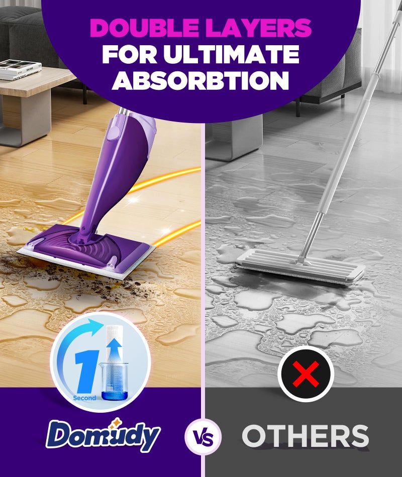 Domudy 4-Layer Super Absorbent Pad Refills for Swiffer Wet Jet Mop, Heavy Duty & No-Shedding Mopping Pads Refill, Disposable Streak-Free Cleaning for All Sealed Floors 60 Pack - Image 2